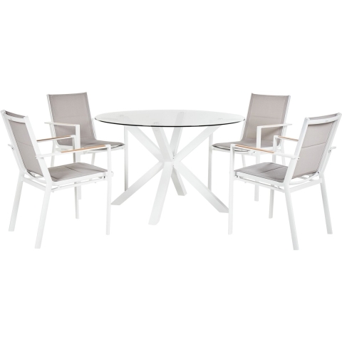 Beliani - MALETTO|BUSSETO - Tuinset voor 4 - Wit - Aluminium|Glas