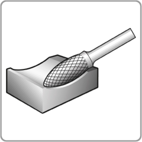Rotec HM-Stiftfrees, model H - Z1 / ALU-vertand / ø9,6x19x65xø6mm - 4371002