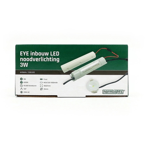 Normlights EYE inbouw LED noodverlichting 3W - Anti paniek inbouw noodverlichtingsspotje