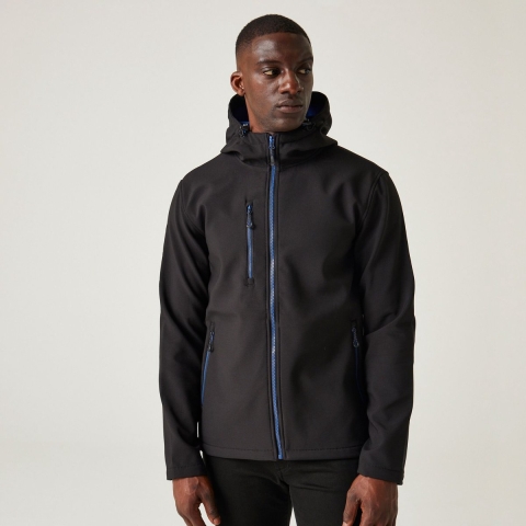 Ragetta RG705 Navigate 2-Layer Hooded Softshell Jacket - Black/New Royal - M