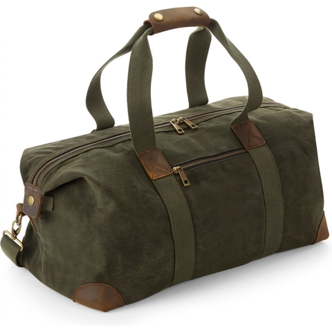 Quadra QD650 Heritage Waxed Canvas Holdall - Olive Green - 48 x 26 x 24 cm