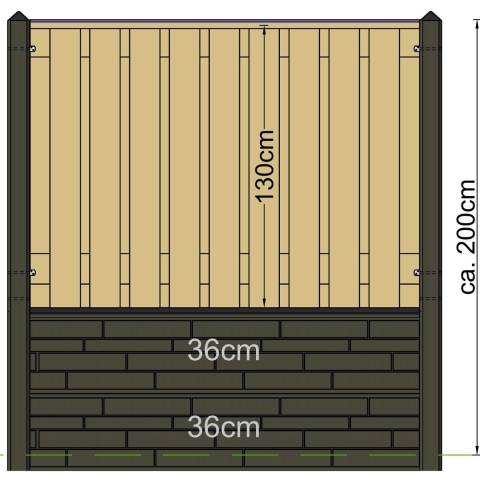 Berton paal Schie wit/grijs tussenmodel met kabeldoorvoer 280 cm Tuindeco - Tuindeco