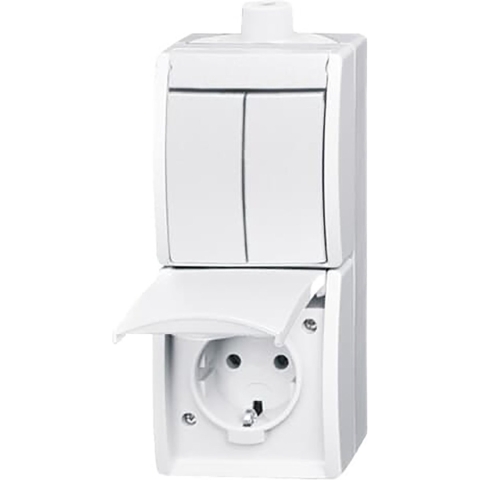 Busch-Jaeger 2CKA001684A0328 Wandcontactdoos met randaarde Inzetstuk Zuiver wit (RAL 9010), Wit 1 stuk(s)