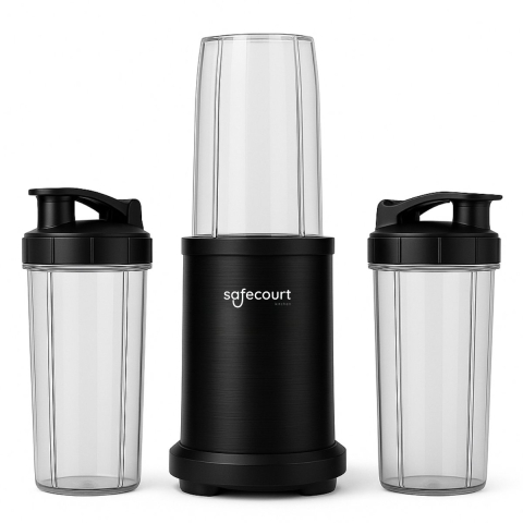 Safecourt kitchen - Power Blender - 1000W - 2x blender to go - smoothie maker - Incl. receptenboek - Zwart