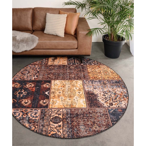 Heritaged Rond patchwork vloerkleed - Fade No.1 goud|bruin - 250 cm