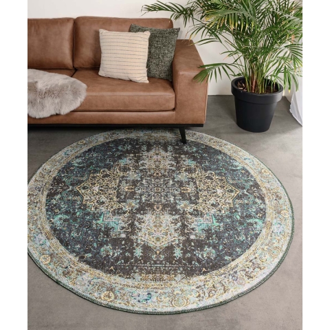 Heritaged Rond vintage vloerkleed - Fade No.2 groen - 305 cm rond