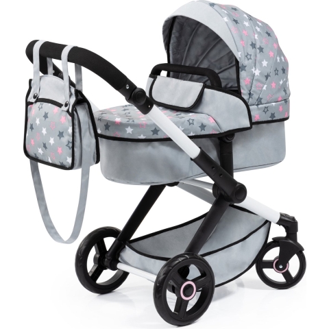 Bayer Design 17007AA Combi Poppenwagen Xeo, tas, grijs, roze, sterren