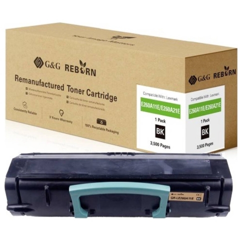 G&G Toner vervangt Lexmark E260 Compatibel Zwart 3500 bladzijden Reborn remanufactured 21318