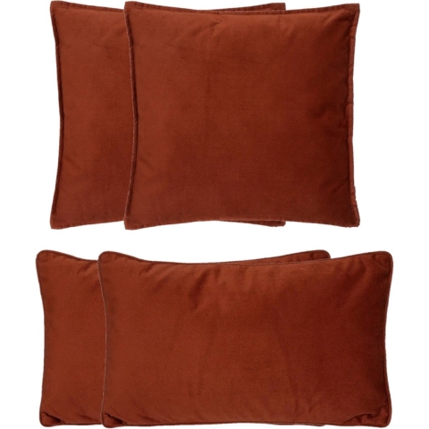Bank/sierkussens huiskamer Sophia - set 4x stuks - Terracotta - polyester - met rits - 2 formaten -