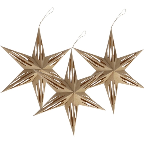 3x stuks papieren decoratie kerstster lampionnen lichtbruin 40 cm -