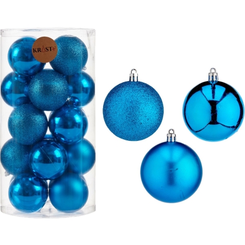 40x stuks kerstballen helder blauw kunststof 7 cm glitter, glans, mat -