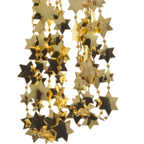 15x stuks gouden sterren kralenslingers kerstslingers 270 cm -