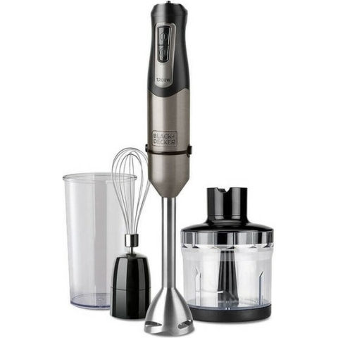 Black&Decker BXHBA1200E Staafmixer 1200 W Zwart, Transparant