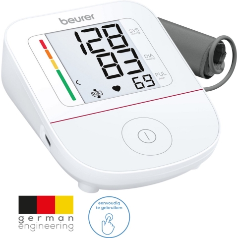 Beurer BM 23 Bloeddrukmeter Bovenarm– Medisch Gecertificeerd – Manchet 22-42 cm – USB-C Aansluiting – Eenknopsbediening – Onregelmatige Hartslagdetectie – Risico-Indicator – Incl. Batterijen – 5 Jaar Garantie
