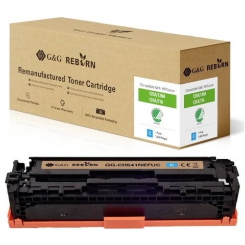 G&G Toner vervangt HP, Canon 125A, 128A, 131X, 716C, 731C Compatibel Cyaan 1400 bladzijden Reborn remanufactured 21202