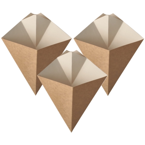 Frietzakken - Patatzakken - Puntzakken - 200x stuks - karton met saushouder - 19 X 16 cm - 100 gram -