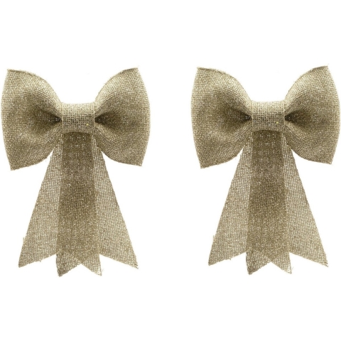 8x stuks kerstboomversiering gouden strikken met glitter pailletten 14 cm -