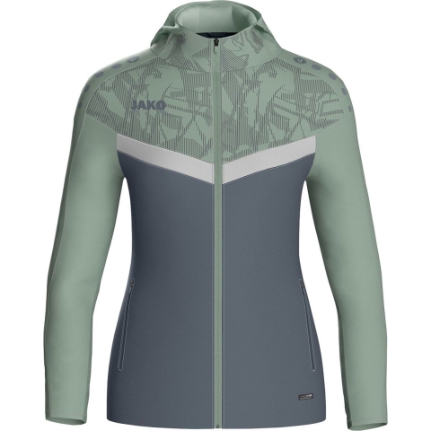 JAKO 6824D Jas Met Kap Iconic Dames - Anthra Light/Mintgroen/Zachtgrijs - 44