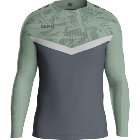 JAKO 8824 Sweater Iconic - Anthra Light/Mintgroen/Zachtgrijs - S