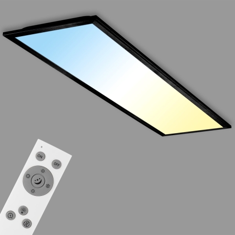 BRILONER Piatto - LED Plafonniére - dimbaar plafondlamp - met CCT - met afstandsbediening - 24W - zwart - 100cm