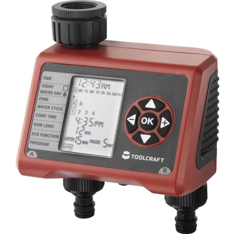 TOOLCRAFT Easy Duo TO-7141443 Besproeiingsbesturing werkt op batterijen