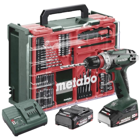 Metabo BS 18 Quick Set 602217710 Accu-schroefboormachine 18 V 2 Ah Li-ion Brushless, Incl. 2 accus, Incl. koffer, Incl. lader, Incl. accessoires