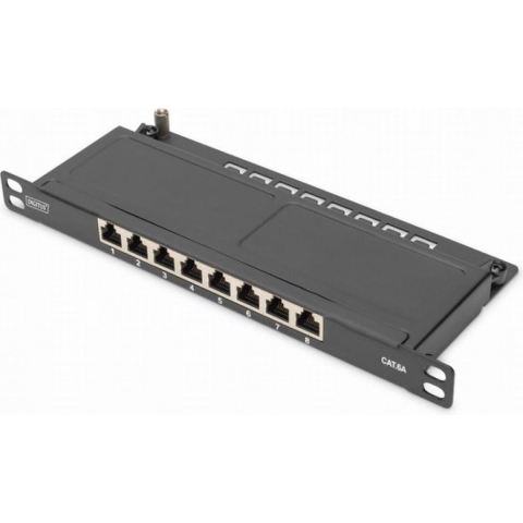 Digitus DN-91608S-SL-EA 8 poorten Patchpaneel 254 mm (10) CAT 6A 0.5 HE Zwart Ingericht