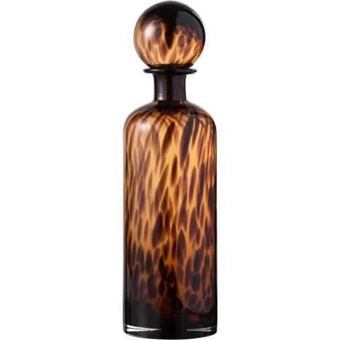 J-Line decoratie fles + stop Spikkel - glas - bruin|zwart - large