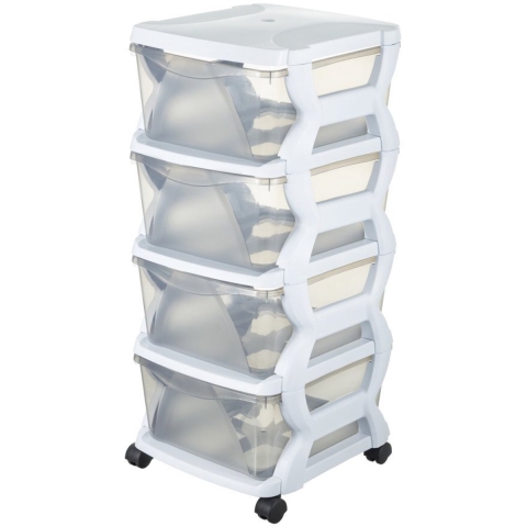Bama Insieme Ladesysteem met Wieltjes 4 Laden 36x40x80 cm Wit/Transparant