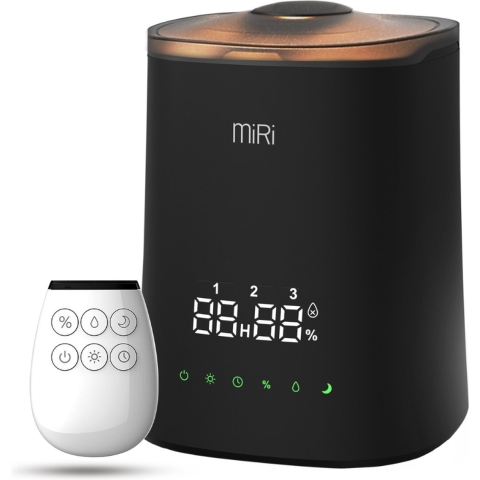 MiRi Nimbus– Luchtbevochtiger – Humidifier – 4.5L – Luchtvochtigheidmeter – Ionisator – 50m² – Ultrasoon – Afstandsbediening – Touchbediening – Aromatherapie