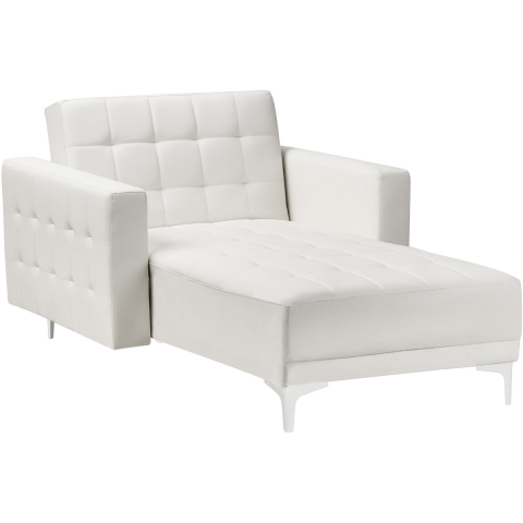 Beliani - ABERDEEN - Chaise longue - Wit - Symmetrisch - Kunstleer