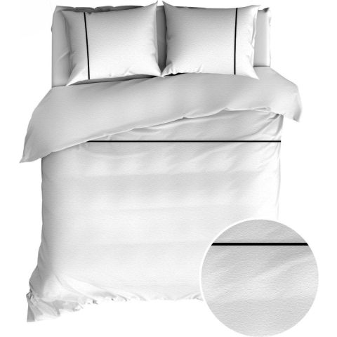 Flanellen Romanette Dekbedovertrek Duchesse Wit|Zwart-240 x 200|220 cm