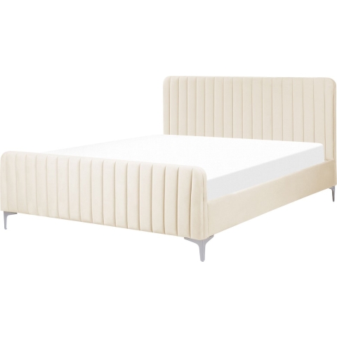 Beliani - LUNAN - Tweepersoonsbed - Beige - 160 x 200 cm - Fluweel
