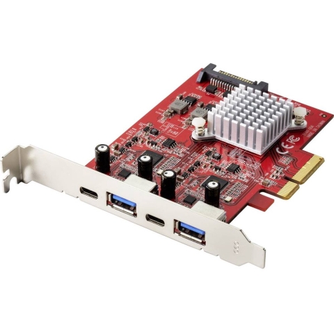 Renkforce RF-4679642 2 + 2 poorten USB 3.2 Gen 2-controllerkaart USB-A 3.2 Gen 2, USB-C PCIe