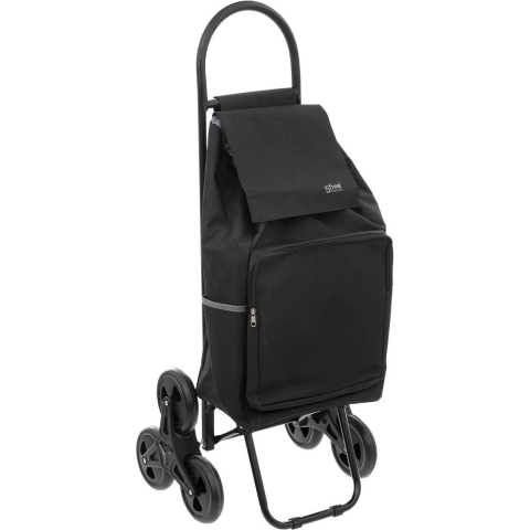 Boodschappen trolley tas met trapwielen - inhoud 40 liter - zwart - 43 x 36 x 99 cm -