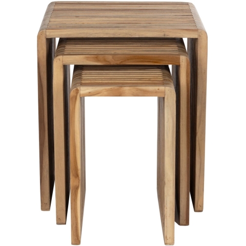 Housecraft Living Djia Bijzettafel Teak Hout - Set van 3 - Bruin