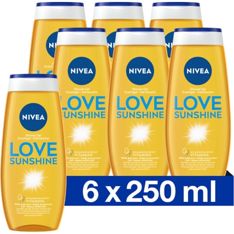 6x Nivea Douchegel Love Sunshine 250 ml