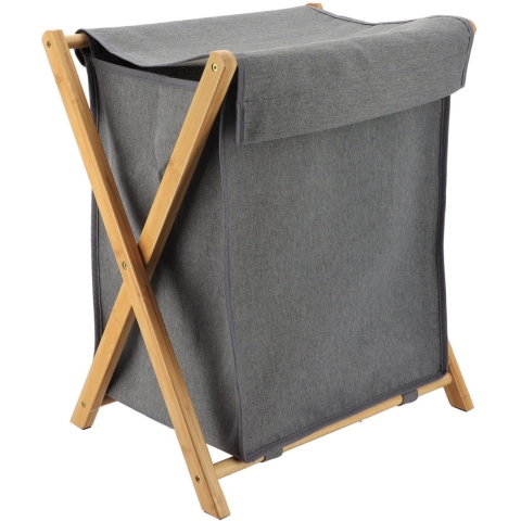 Tendance Wasmand met 1 compartiment - bamboe hout - grijs - inklapbaar -