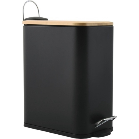 Pedaalemmer Vienne - zwart - 5 liter - metaal - 28 x 29 cm - soft-close - toilet/badkamer -