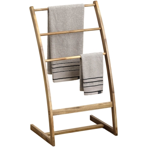 Handdoekenrek staand - acacia hout - 3 stangen - 81 x 45 x 34 cm -