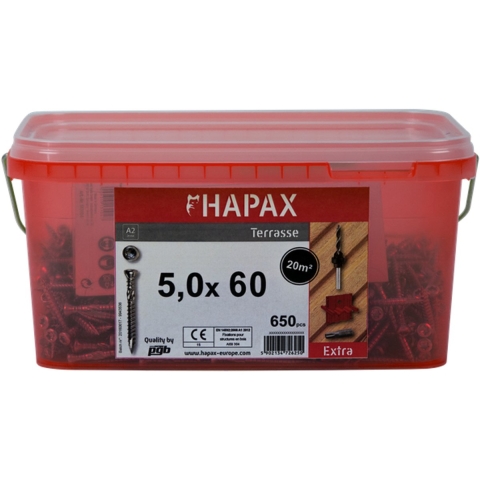 pgb-Europe - HAPAX hardhoutschroeven 5x60 A2 (set)/emmer - HAP020A00SET060M