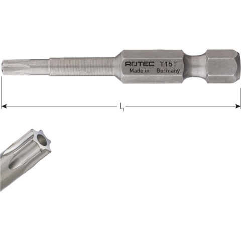 Rotec PRO Krachtbit T 20 L=50mm E 6,3 Tamper BASIC - 10 stuks - 8087020