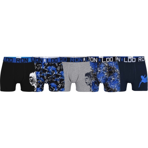 Ronaldo Boxershorts - 5-pack - Blauw/Grijs/Zwart - JBS - 13-15 jaar (158-170) - Boxershorts