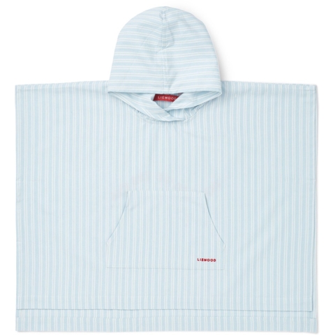 Liewood Handdoek Poncho - Kaiden - Zuiver Sky/Creme De La Creme - Liewood - 5-6 jaar (110-116) - Babyhanddoek