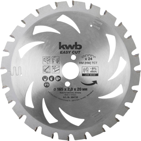 kwb 584738 Hardmetaal-cirkelzaagblad 165 x 20 x 1.24 mm Aantal tanden: 24 1 stuk(s)