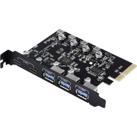 Renkforce RF-6613196 3 + 2 poorten USB 3.2 Gen 2-controllerkaart USB-C 3.2 Gen 2