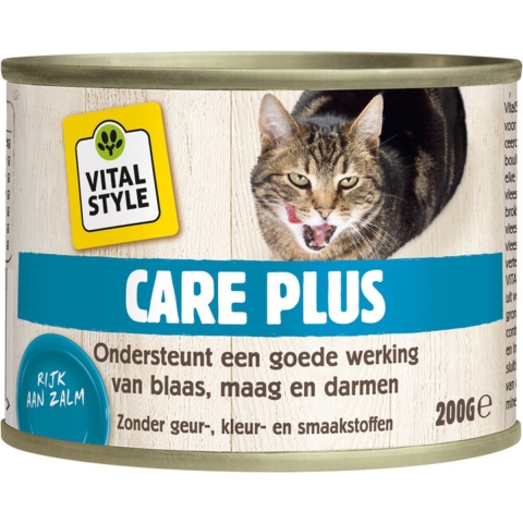 12x Vitalstyle Kattenvoer Blik Care Plus 200 gr