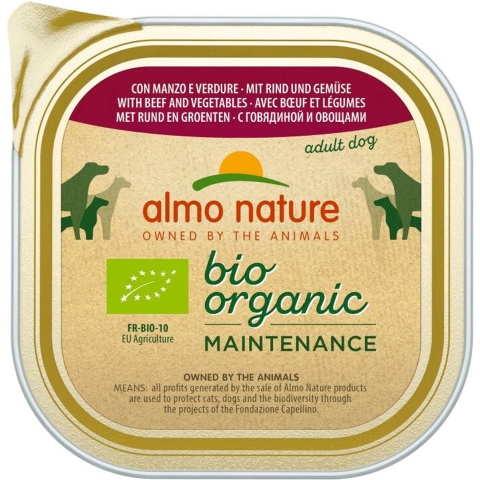 18x Almo Nature Bio Organic Maintenance Hondenvoer Rund&Groenten 300 gr