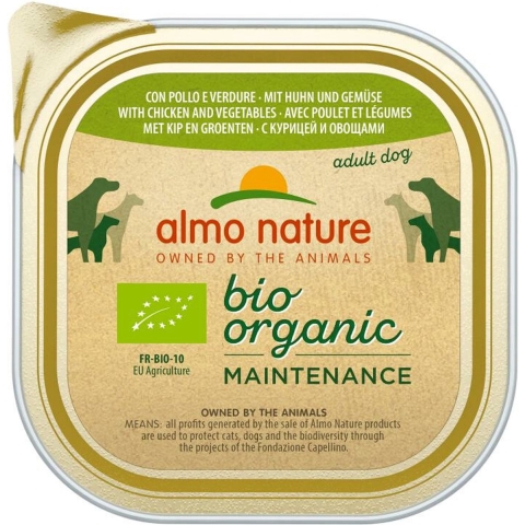 18x Almo Nature Bio Organic Maintenance Hondenvoer Kip&Groenten 300 gr