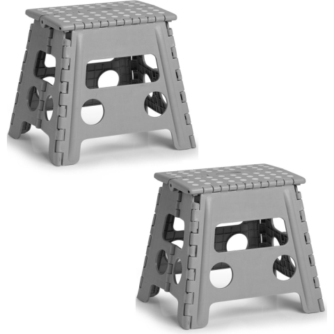 Opvouwbaar opstapje/opstapkrukje/toiletkrukje - 2x stuks - donkergrijs - 37 x 32 cm - kunststof -
